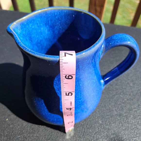 Vintage 2003 Pigeon River Pottery Handmade Blue Marble Glazed 7 Inch Pitcher - Picture 10 of 16